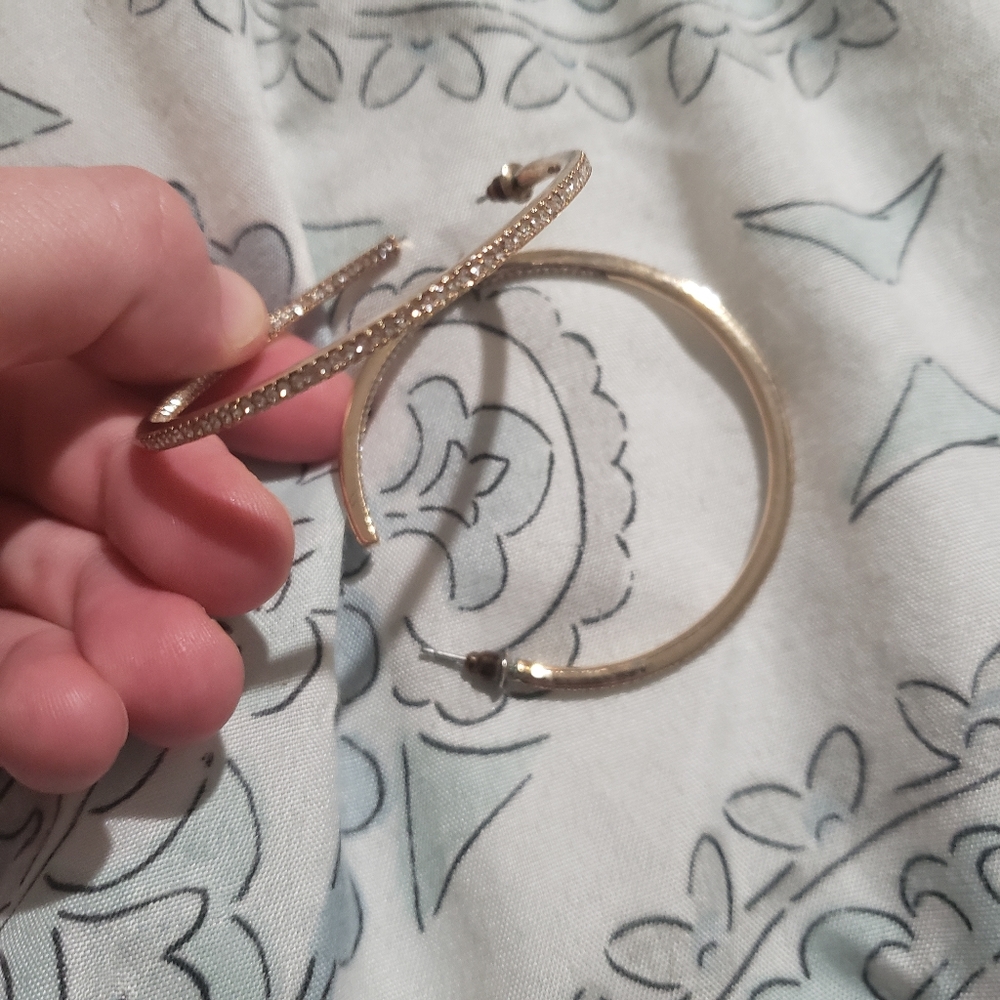 Faux Diamond Gold Hoops